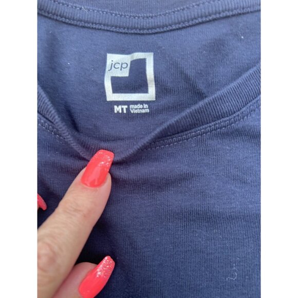 Women's JCP Short Sleeve V-Neck - Size Small Tall & Medium Tall - Picture 3 of 8